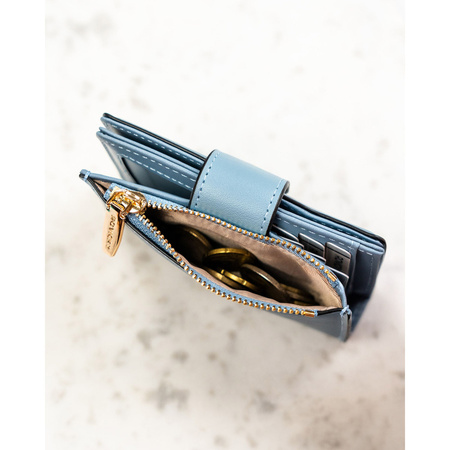 Damen-Geldbörse aus Öko-Leder in Hellblau mit RFID-System - Rovicky