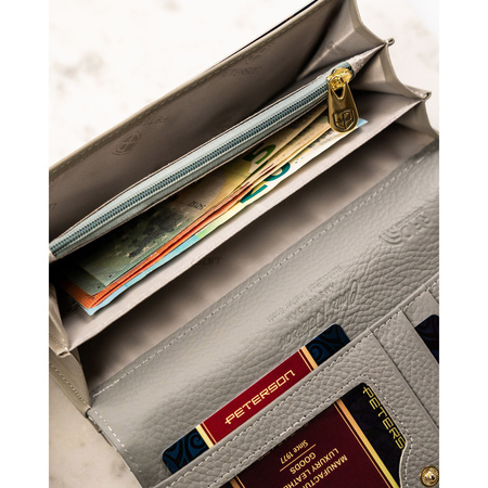 Mehrfarbige, horizontale Damen Geldbörse aus Echtleder mit Blumenmuster – Peterson