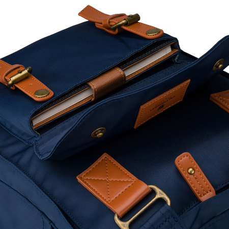 Dunkelblauer Damen-Rucksack aus Polyester und Öko-Leder, mit Reißverschluss - Peterson