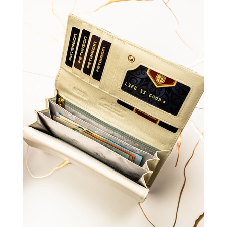 Elegante Damen-Geldbörse mit Blumen aus Natur- und Öko-Leder – Peterson