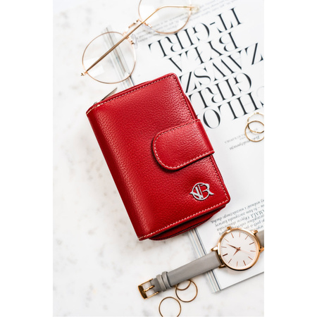 Stilvolle Damen Geldbörse aus Leder mit Druckknopf und Reißverschluss – Rovicky