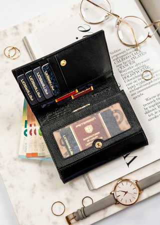 Rot-schwarze Damen Geldbörse mit Münzfach und Bügelverschluss – Peterson