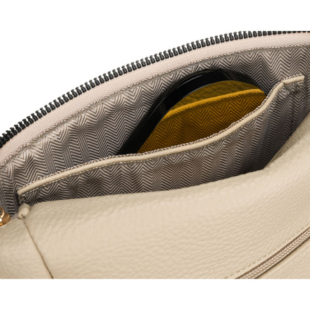 Beige Damen-Bauchtasche aus Öko-Leder, verziert mit Nieten – Peterson