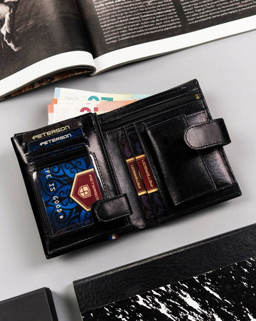 Große Herren Geldbörse aus Leder mit Druckknopf – Peterson