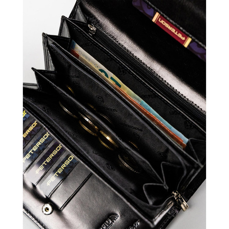 Schwarze Damen Geldbörse aus Leder mit RFID – Peterson