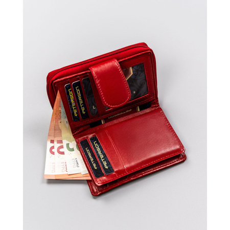 Damen Geldbörse aus echtem Leder mit Druckknopf und Reißverschluss – Peterson