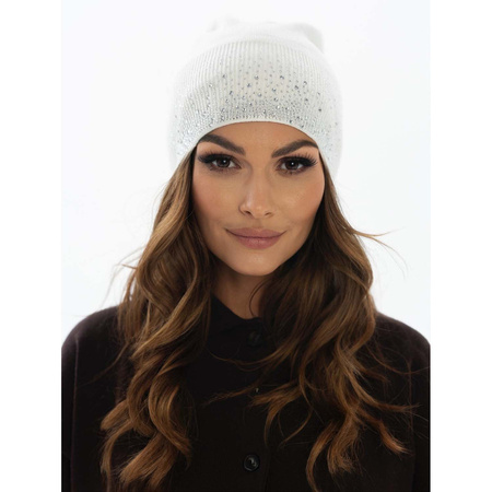 Weiße Damen Mütze mit Kristallen – Peterson