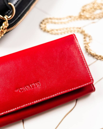 Damen Geldbörse aus Leder in Querformat mit Druckknopf – 4U Cavaldi