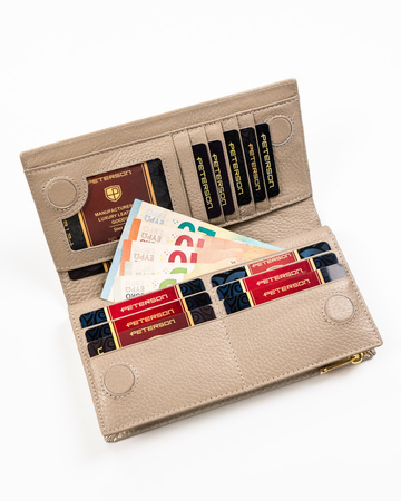 Große Damen Geldbörse Hochformat mit Magnetverschluss und Reißverschluss – Peterson