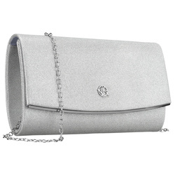 Silberne, elegante Damenhandtasche aus synthetischem Stoff mit Magnetverschluss – Rovicky