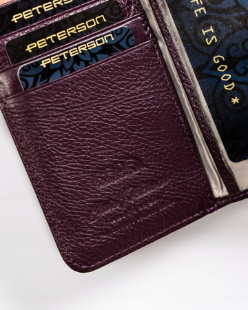 Damen-Geldbörse aus Leder mit Druckknopf – Peterson