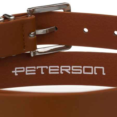 Universeller Damen-Gürtel aus Öko-Leder in Braun mit silberner Schnalle - Peterson