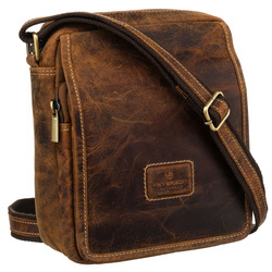 Herren-Umhängetasche mit Klappe in Braun aus Nubuk-Leder – Peterson