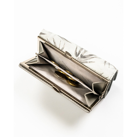 Weiße Damen Geldbörse aus Kunst- und Echtleder mit RFID, Druckknopf und Bügelverschluss – Peterson