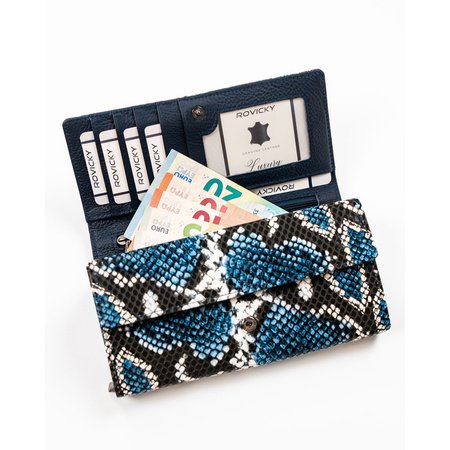 Horizontale Damen Geldbörse aus echtem und Öko-Leder mit Schlangenprägung – 4U Cavaldi