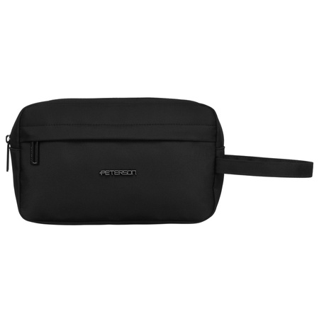 Schwarze Herren Reisekosmetiktasche aus Polyester mit Reißverschluss – Peterson