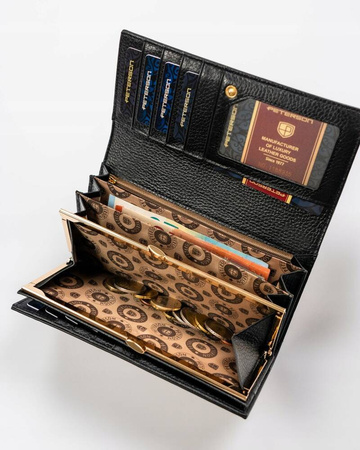 Große Damen Geldbörse aus Leder mit Druckknopf und Bügelverschluss – Peterson