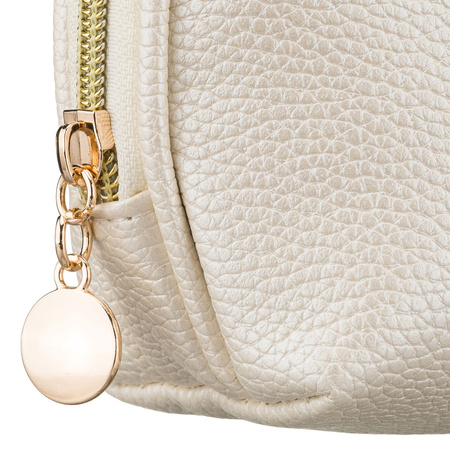 Beige Kosmetiktasche aus Öko-Leder, ein Fach, mit Reißverschluss – Rovicky