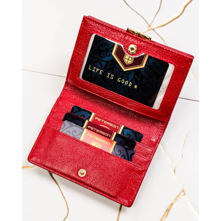 Mittelgroße, rote Damen-Geldbörse aus Natur- und Öko-Leder – Peterson