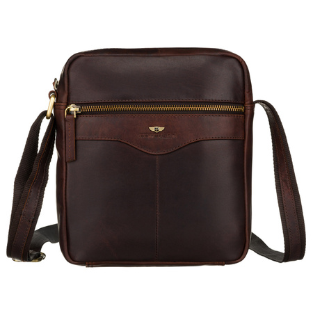 Herren-Umhängetasche, braune Umhängetasche aus Leder mit Tasche - Peterson