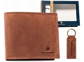 Geschenkset: Herren Geldbörse aus Leder und Schlüsselanhänger – Peterson