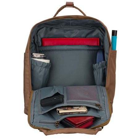 Damen-Rucksack aus Polyester und Öko-Leder in Braun, Ein-Kammer-Modell - Peterson