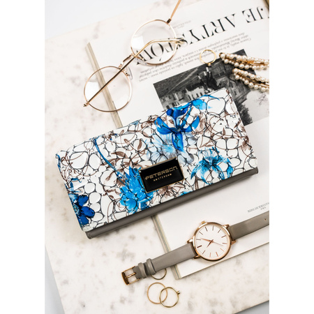 Damen Geldbörse aus echtem Leder mit Blumenmuster und RFID-Schutz – Peterson