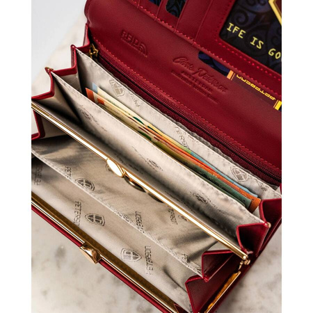 Rote Damen Geldbörse mit Fächern und Klippverschluss – Peterson