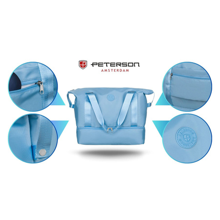Reisetasche aus strapazierfähigem Polyester in Hellblau - Peterson