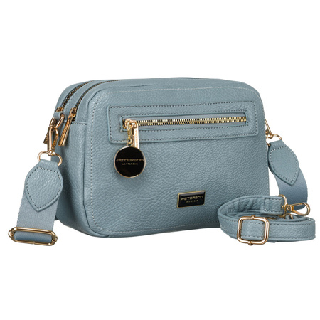 Modische blaue Damen Umhängetasche mit zwei Schulterriemen und Anhänger aus Öko-Leder – Peterson