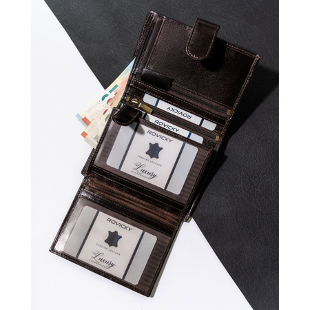 Elegante Herren Geldbörse aus Leder mit Druckknopf – Rovicky