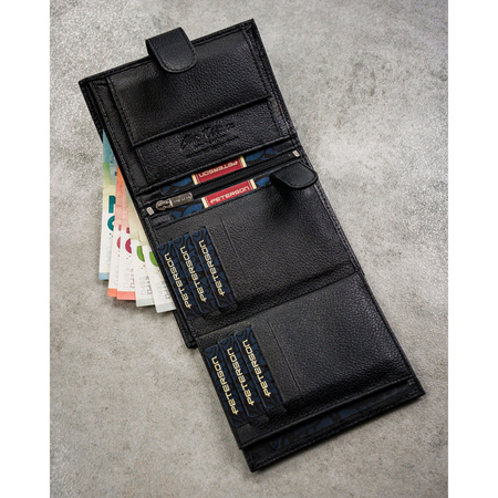 Schwarze Herren Geldbörse aus Leder mit Druckknopf und RFID-Schutz – Peterson