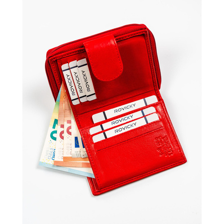 Kleine rote Damen Geldbörse mit Druckknopfverschluss – Rovicky