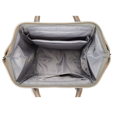 Reisefreundlicher Damen Rucksack aus Polyester in Dunkelbeige mit Laptopfach – Peterson