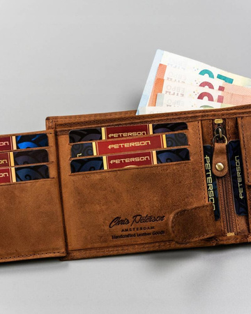 Geschenkset: Große Herren Geldbörse aus Leder und Schlüsselanhänger – Peterson