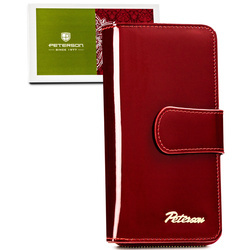 Lackierte, vertikale Damen Geldbörse aus Leder in Rot – Peterson
