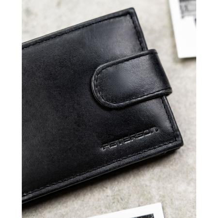Schwarze Herren-Geldbörse aus Leder mit Druckknopfverschluss – Peterson