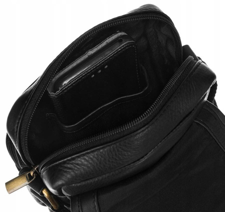 Herren Umhängetasche aus Leder mit Reißverschlusstasche – Peterson