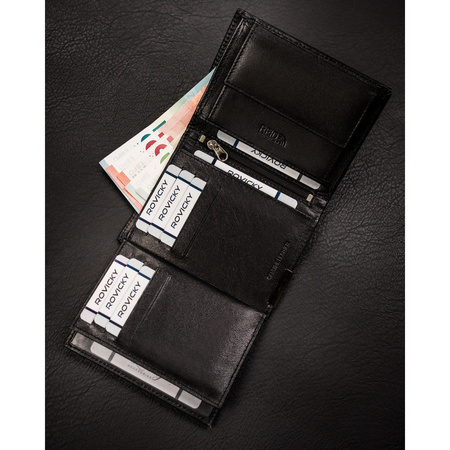 Vertikale Herren Geldbörse aus schwarzem Leder ohne äußeren Verschluss – Ronaldo