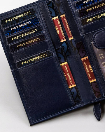 Große Damen Geldbörse aus Leder mit Druckknopf – Peterson