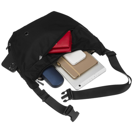 Schwarze Damen-Handtasche aus Polyester mit Reißverschluss, ein Fach - Peterson