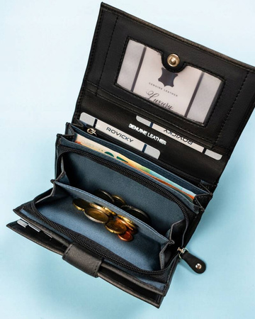 Geräumige Damen Geldbörse aus Leder mit Pfauenfeder-Muster – Rovicky