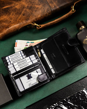 Große Herren Geldbörse aus Leder mit RFID-Schutz – Rovicky
