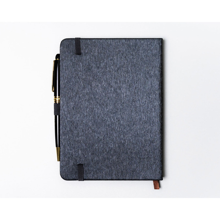 Graues Notizbuch im B6-Format, liniert, mit Gummiband zum Verschließen – Peterson