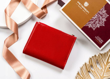 Mittelgroße Damen Geldbörse aus Leder mit Druckknopf und Reißverschluss – Peterson