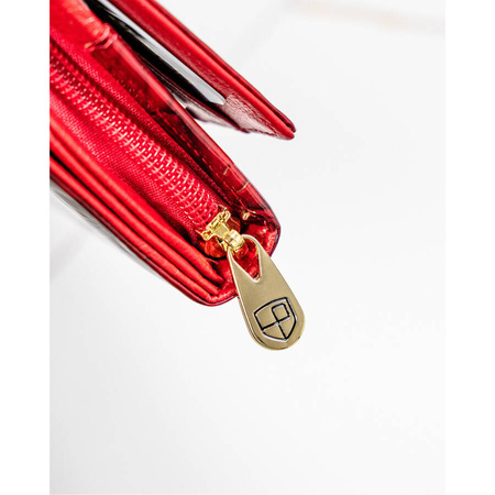 Rote lackierte Damen Geldbörse mit Schmetterlingsmotiv für Karten – Peterson