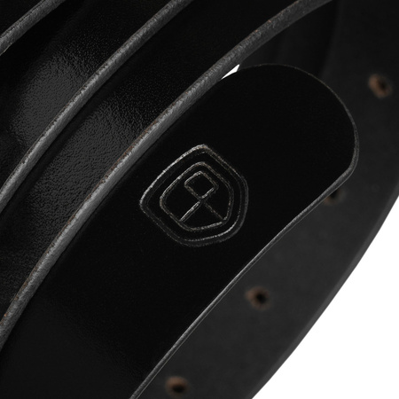 Schwarzer Damen Gürtel aus echtem Leder mit klassischer silberner Schnalle - Peterson