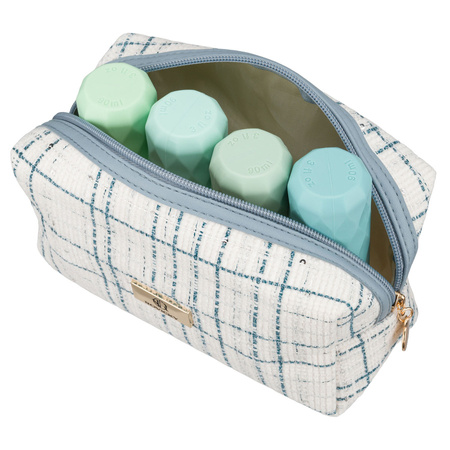 Blaue, geräumige Damen-Kosmetiktasche aus Synthetikmaterial – Rovicky