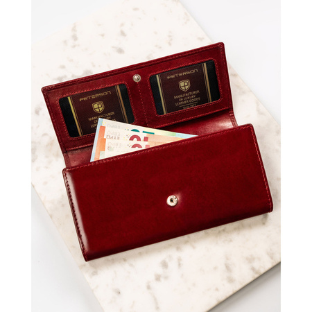 Große Damen Geldbörse rot aus Leder mit Klappe und Druckknopf – Peterson