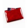 Rote Damen-Geldbörse aus lackiertem Naturleder, mit Druckknopf verschließbar - Peterson